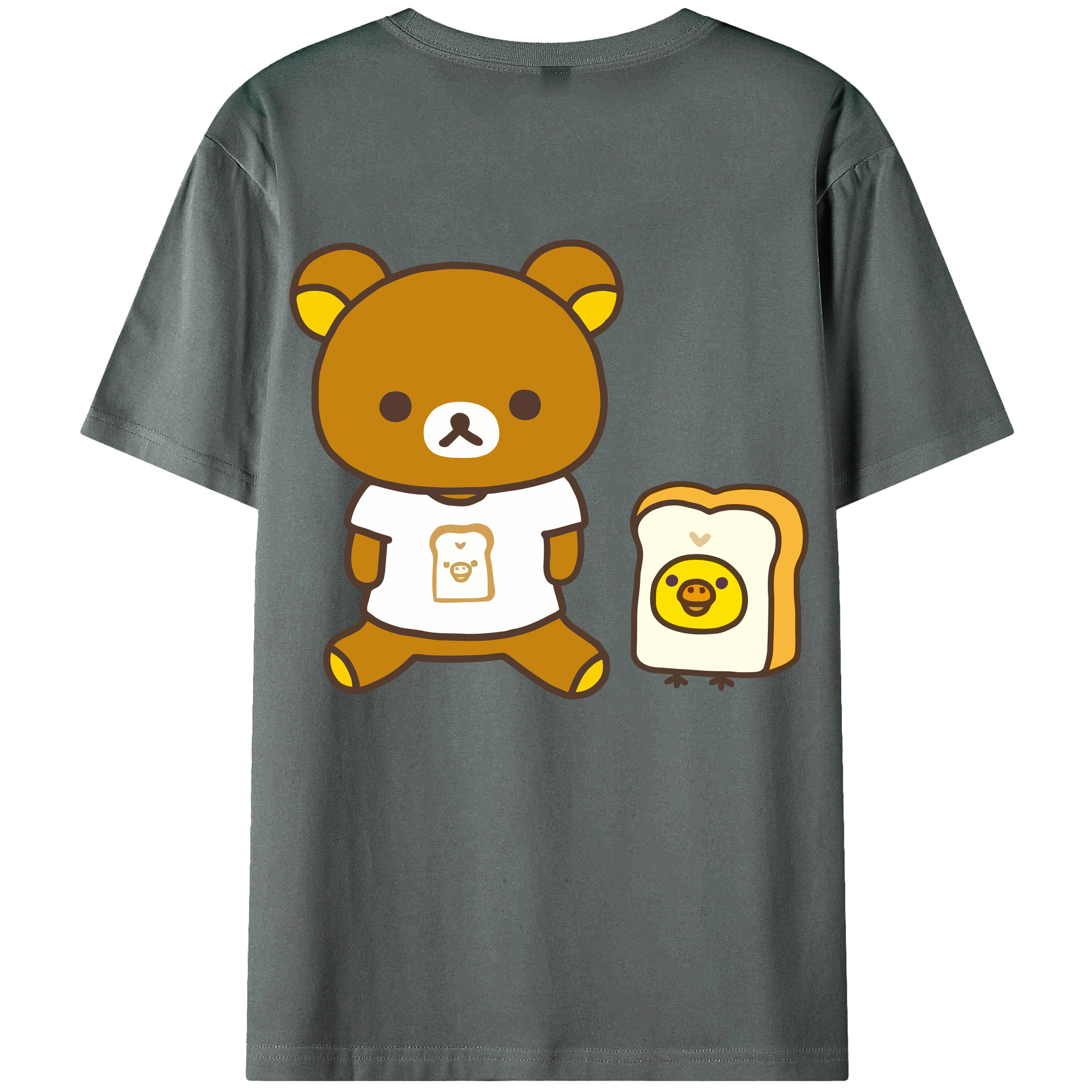 （画像用） リラックマ リラックマ キイロイトリ Rilakkuma Korilakkuma Kiiroitori 綿100％半袖Tシャツ（背面プリント）